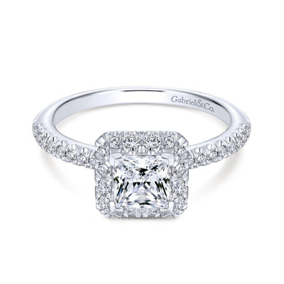 Gabriel & Co. 14k White Gold Contemporary Halo Engagement Ring