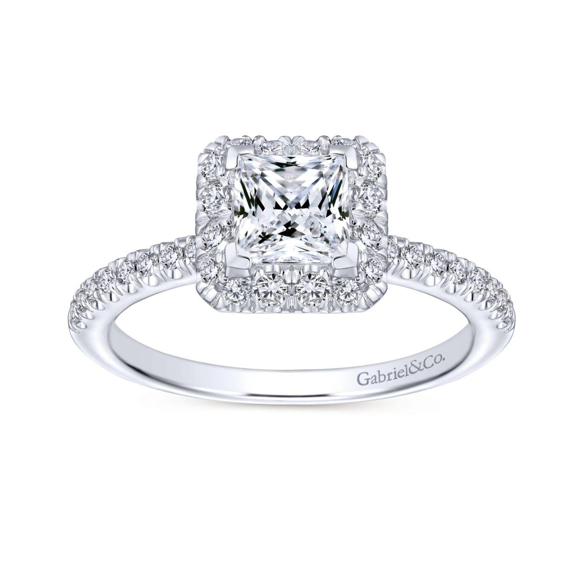 Gabriel & Co. 14k White Gold Contemporary Halo Engagement Ring