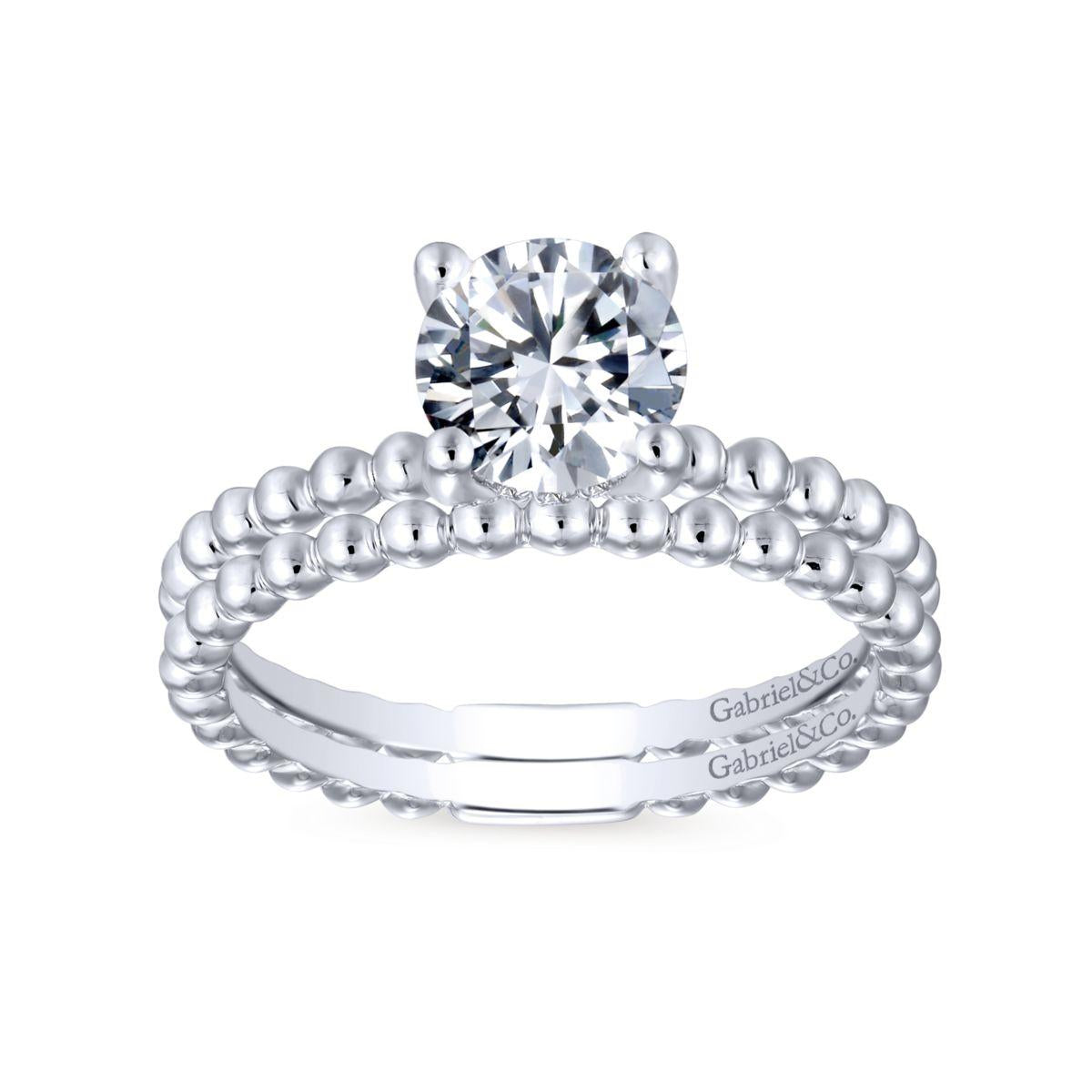 Gabriel & Co. 14k White Gold Contemporary Solitaire Engagement Ring