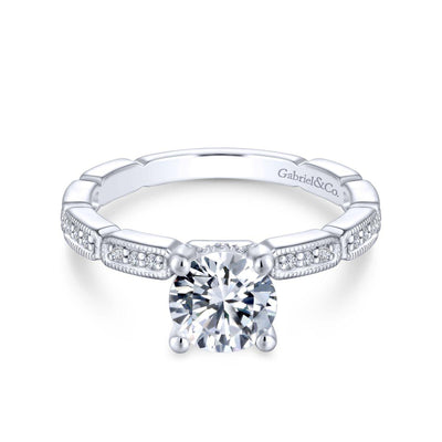 Gabriel & Co. 14k White Gold Victorian Straight Engagement Ring