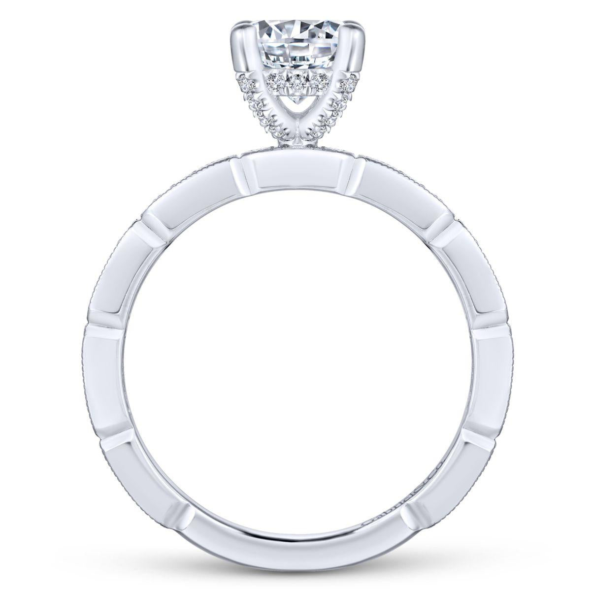 Gabriel & Co. 14k White Gold Victorian Straight Engagement Ring