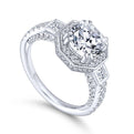 Gabriel & Co. 14k White Gold Art Deco Halo Engagement Ring