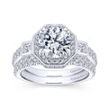 Gabriel & Co. 14k White Gold Art Deco Halo Engagement Ring