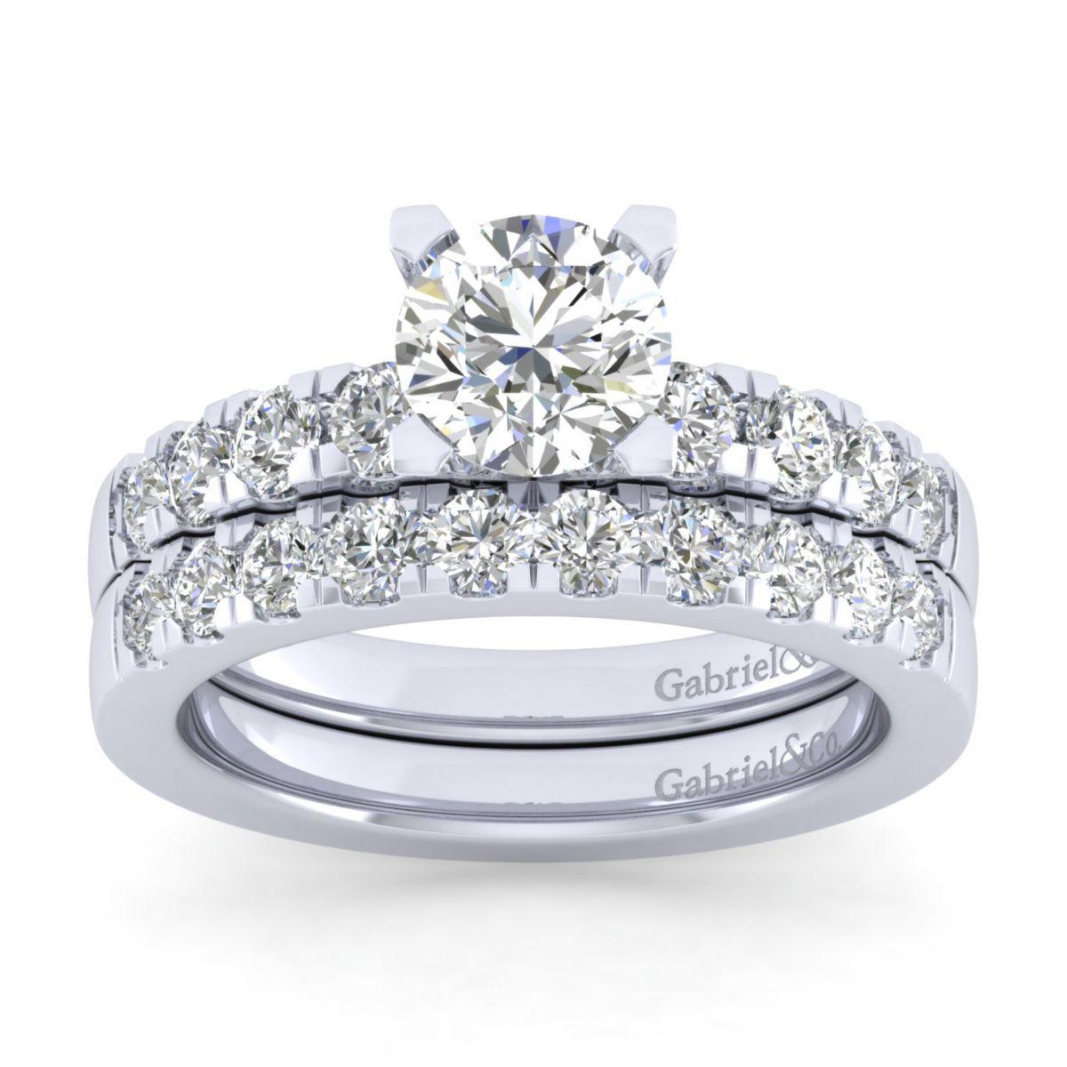 Gabriel & Co. 14k White Gold Contemporary Straight Engagement Ring