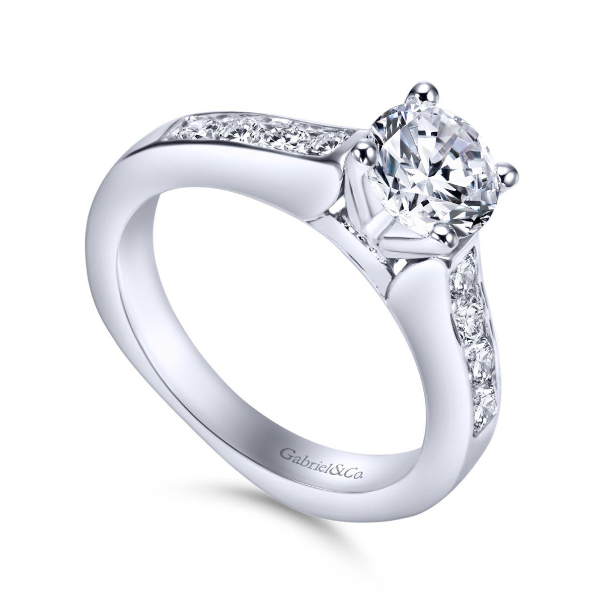 Gabriel & Co. 14k White Gold Contemporary Straight Engagement Ring