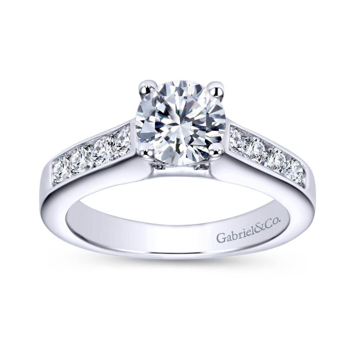 Gabriel & Co. 14k White Gold Contemporary Straight Engagement Ring