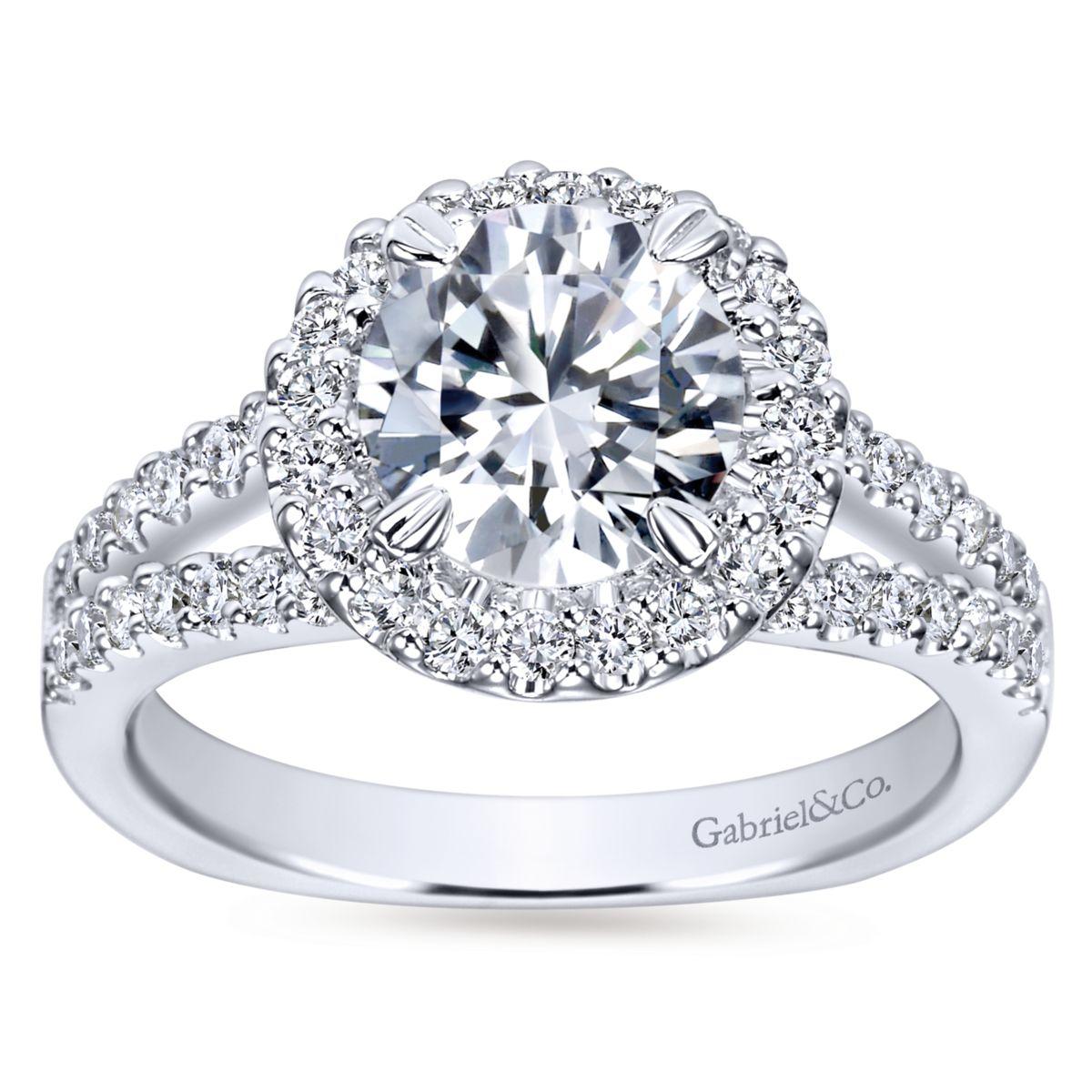 Gabriel & Co. 14k White Gold Contemporary Halo Engagement Ring