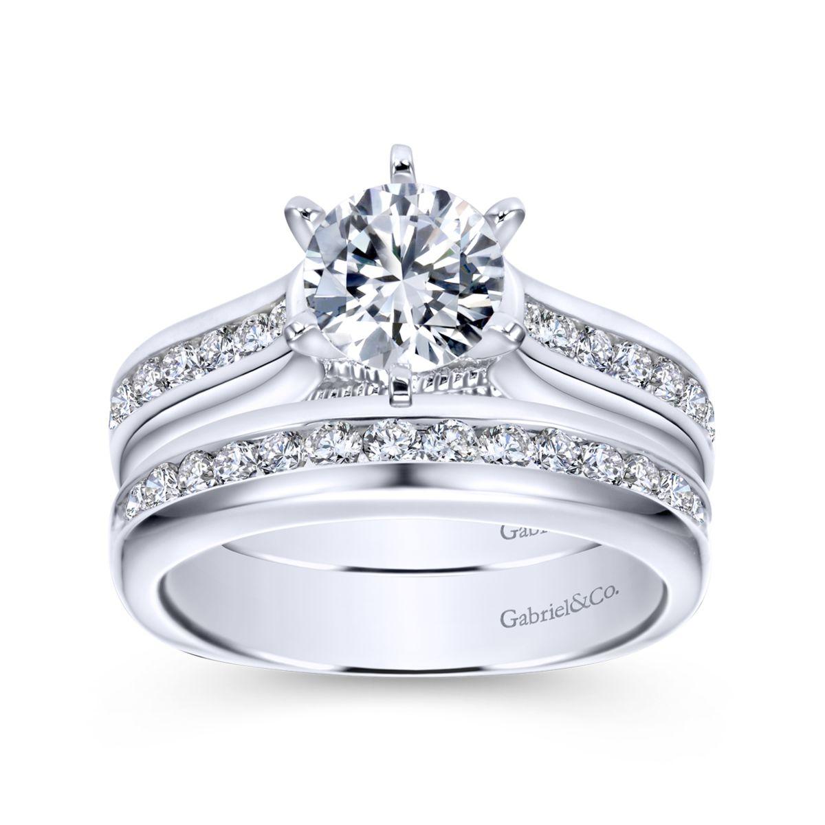 Gabriel & Co. 14k White Gold Contemporary Straight Engagement Ring