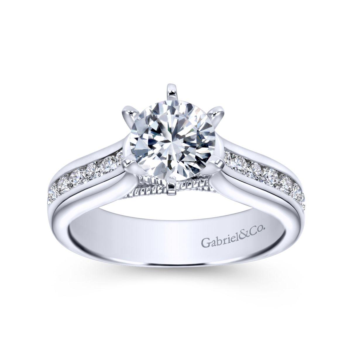 Gabriel & Co. 14k White Gold Contemporary Straight Engagement Ring