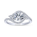 Gabriel & Co. 14k White Gold Contemporary Three Stones Engagement Ring