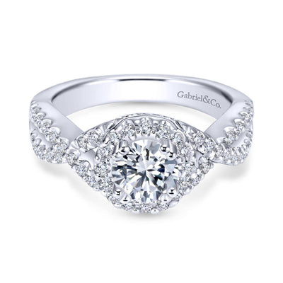 Gabriel & Co. 14k White Gold Contemporary Halo Engagement Ring