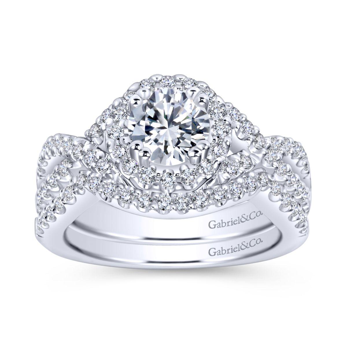 Gabriel & Co. 14k White Gold Contemporary Halo Engagement Ring