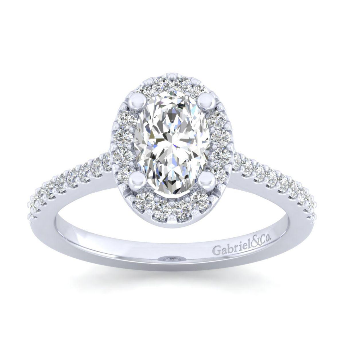 Gabriel & Co. 14k White Gold Contemporary Halo Engagement Ring