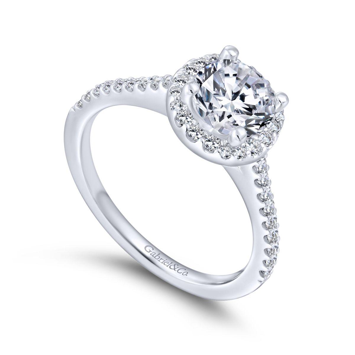 Gabriel & Co. 14k White Gold Contemporary Halo Engagement Ring