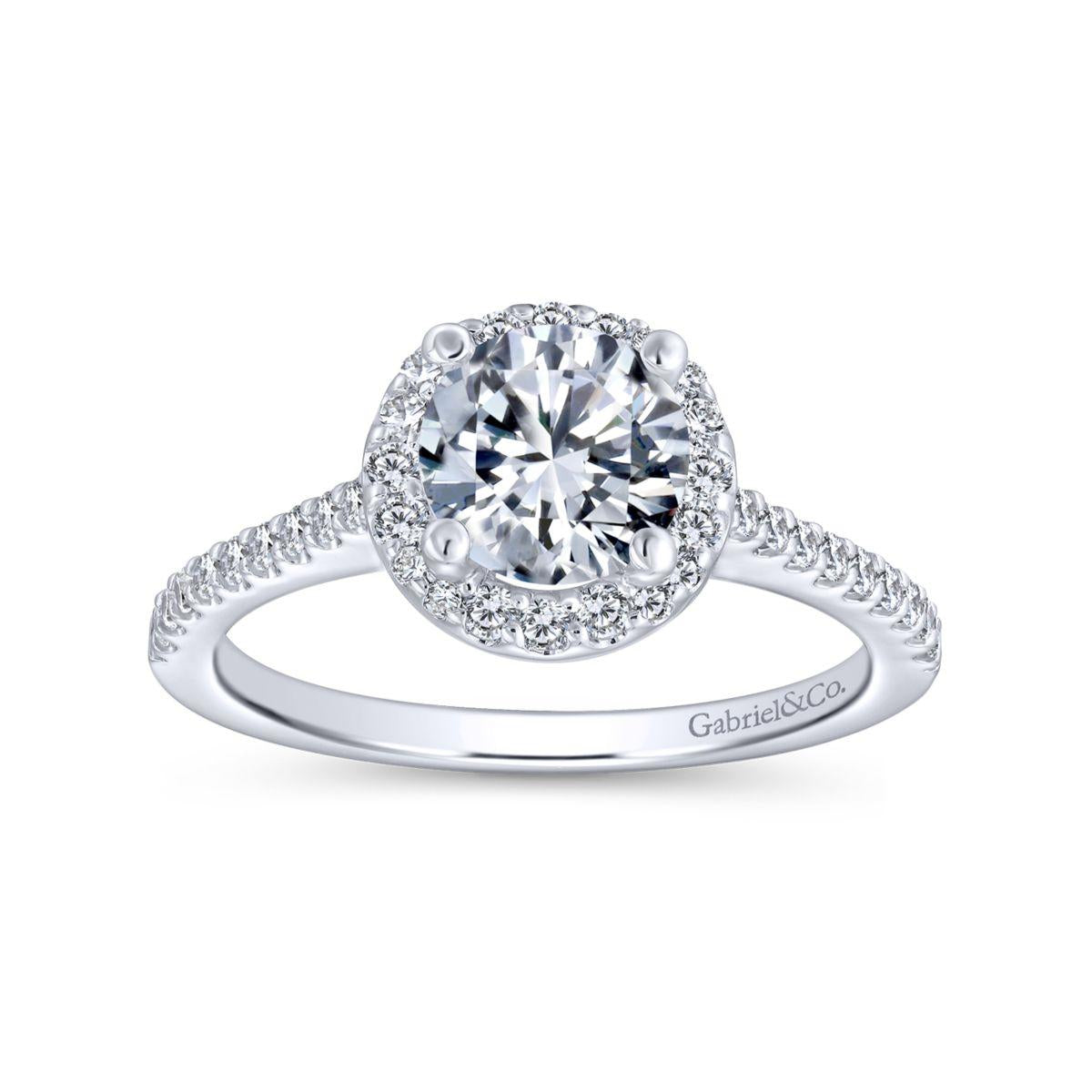 Gabriel & Co. 14k White Gold Contemporary Halo Engagement Ring