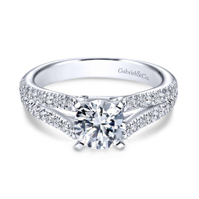 Gabriel & Co. 14k White Gold Contemporary Split Shank Engagement Ring