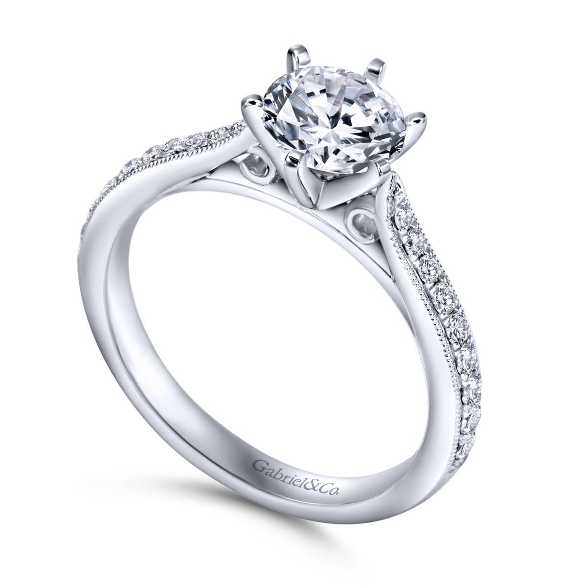 Gabriel & Co. 14k White Gold Contemporary Straight Engagement Ring