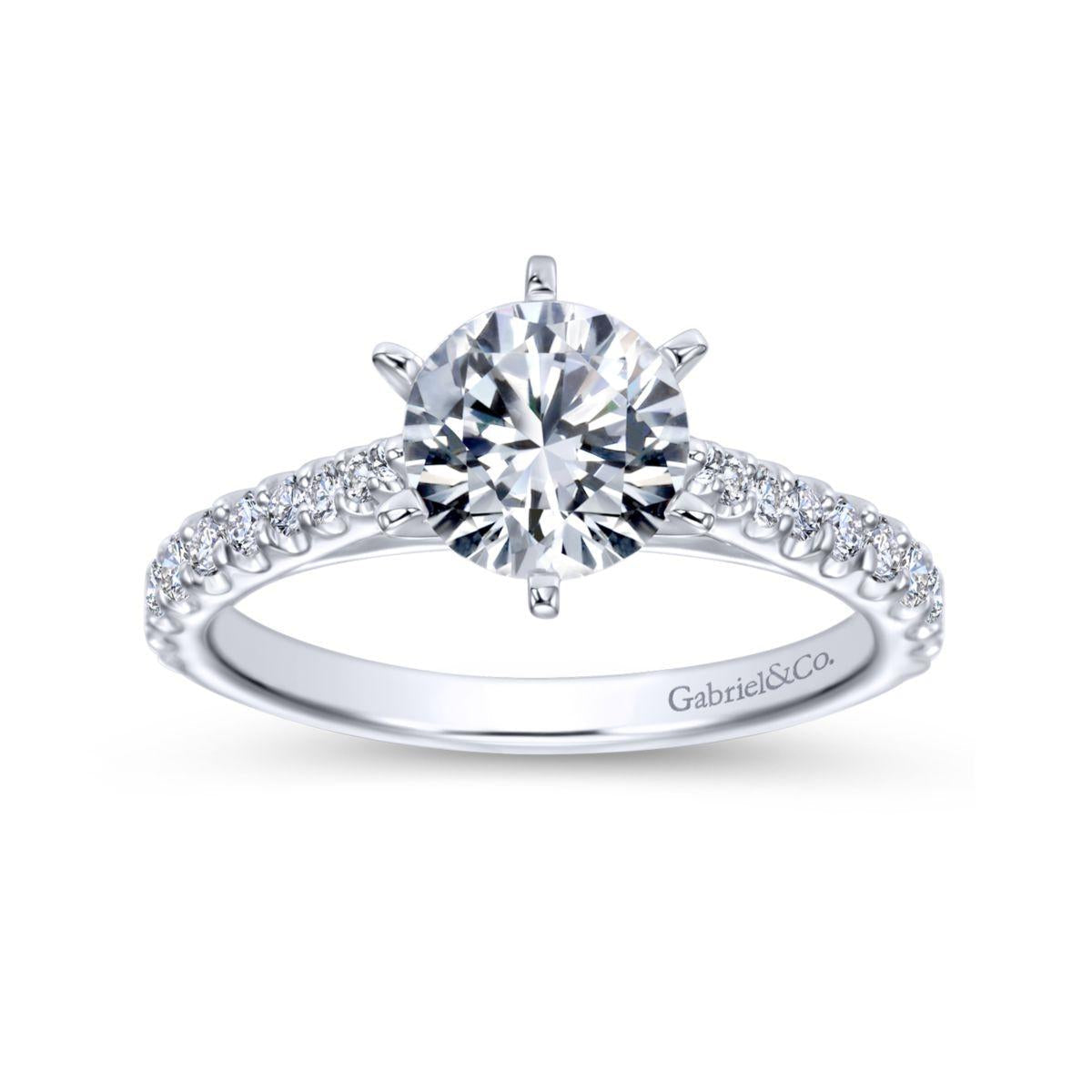 Gabriel & Co. 14k White Gold Contemporary Straight Engagement Ring