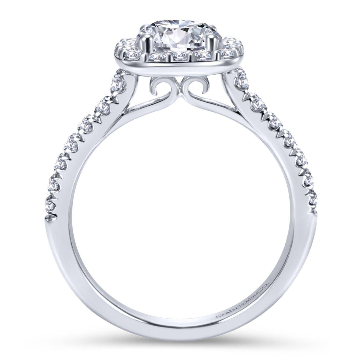 Gabriel & Co. 14k White Gold Contemporary Halo Engagement Ring