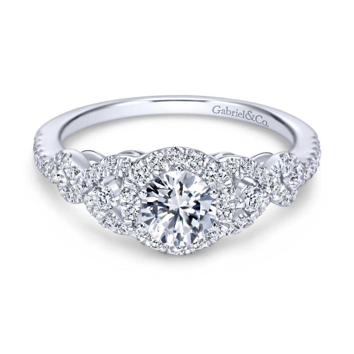 Gabriel & Co. 14k White Gold Contemporary Halo Engagement Ring