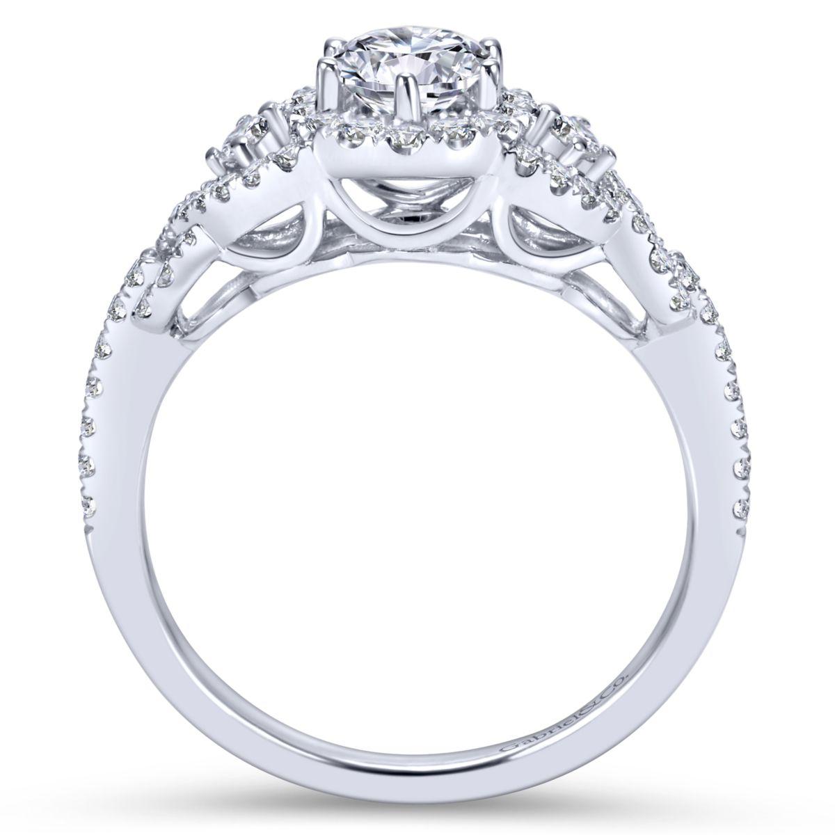 Gabriel & Co. 14k White Gold Contemporary Halo Engagement Ring