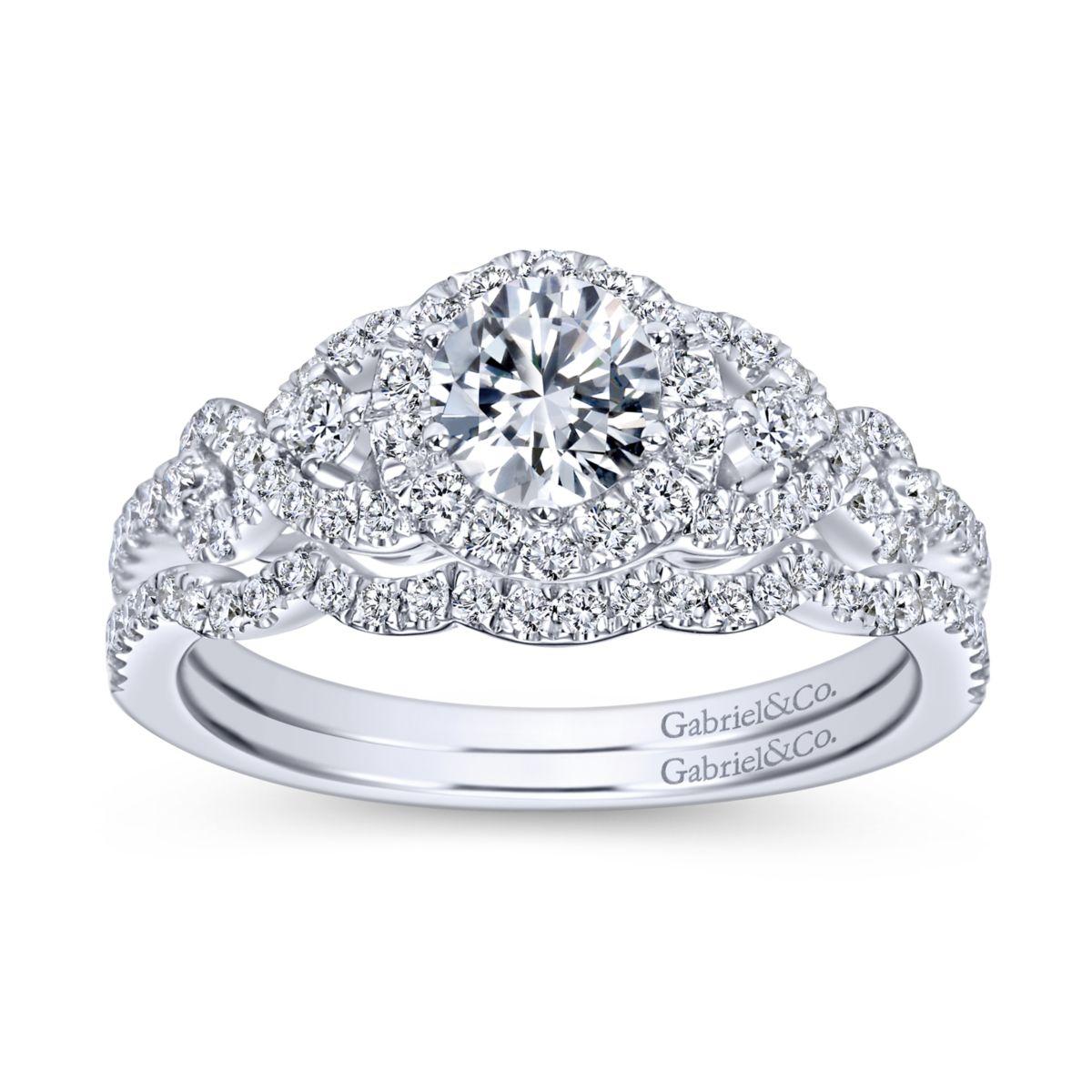 Gabriel & Co. 14k White Gold Contemporary Halo Engagement Ring