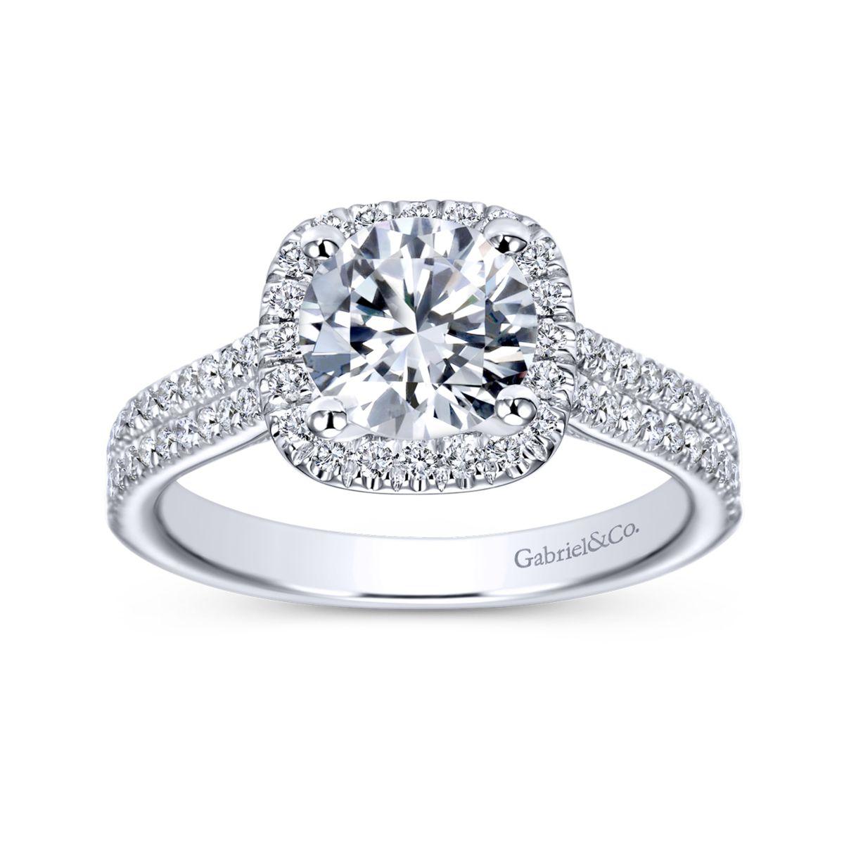 Gabriel & Co. 14k White Gold Contemporary Halo Engagement Ring