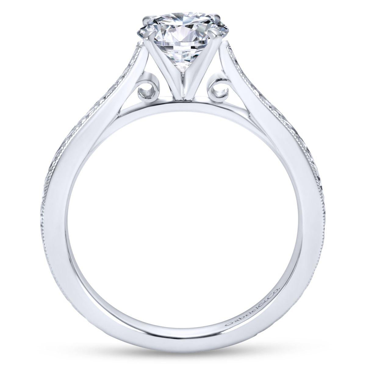 Gabriel & Co. 14k White Gold Victorian Straight Engagement Ring