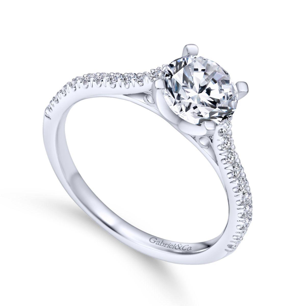 Gabriel & Co. 14k White Gold Contemporary Straight Engagement Ring