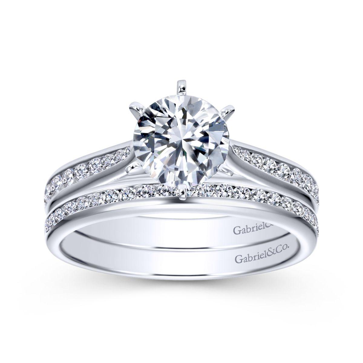 Gabriel & Co. 14k White Gold Contemporary Straight Engagement Ring