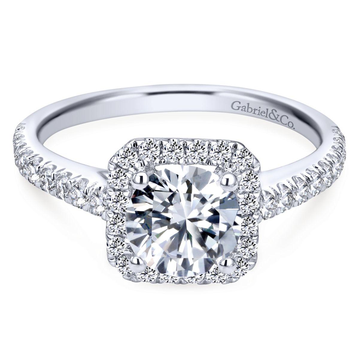 Gabriel & Co. 14k White Gold Contemporary Halo Engagement Ring