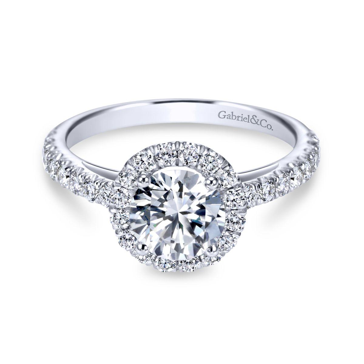 Gabriel & Co. 14k White Gold Contemporary Halo Engagement Ring