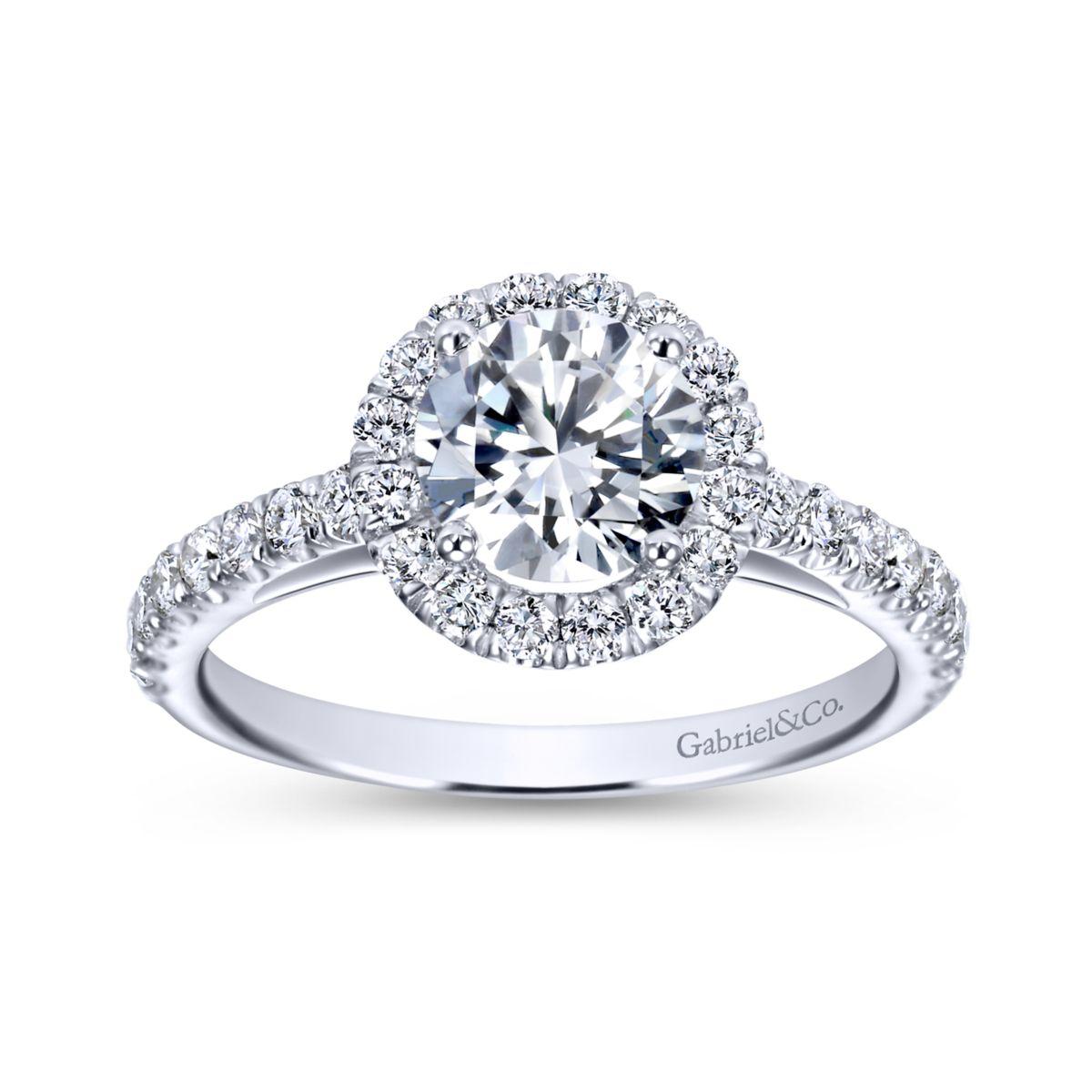 Gabriel & Co. 14k White Gold Contemporary Halo Engagement Ring