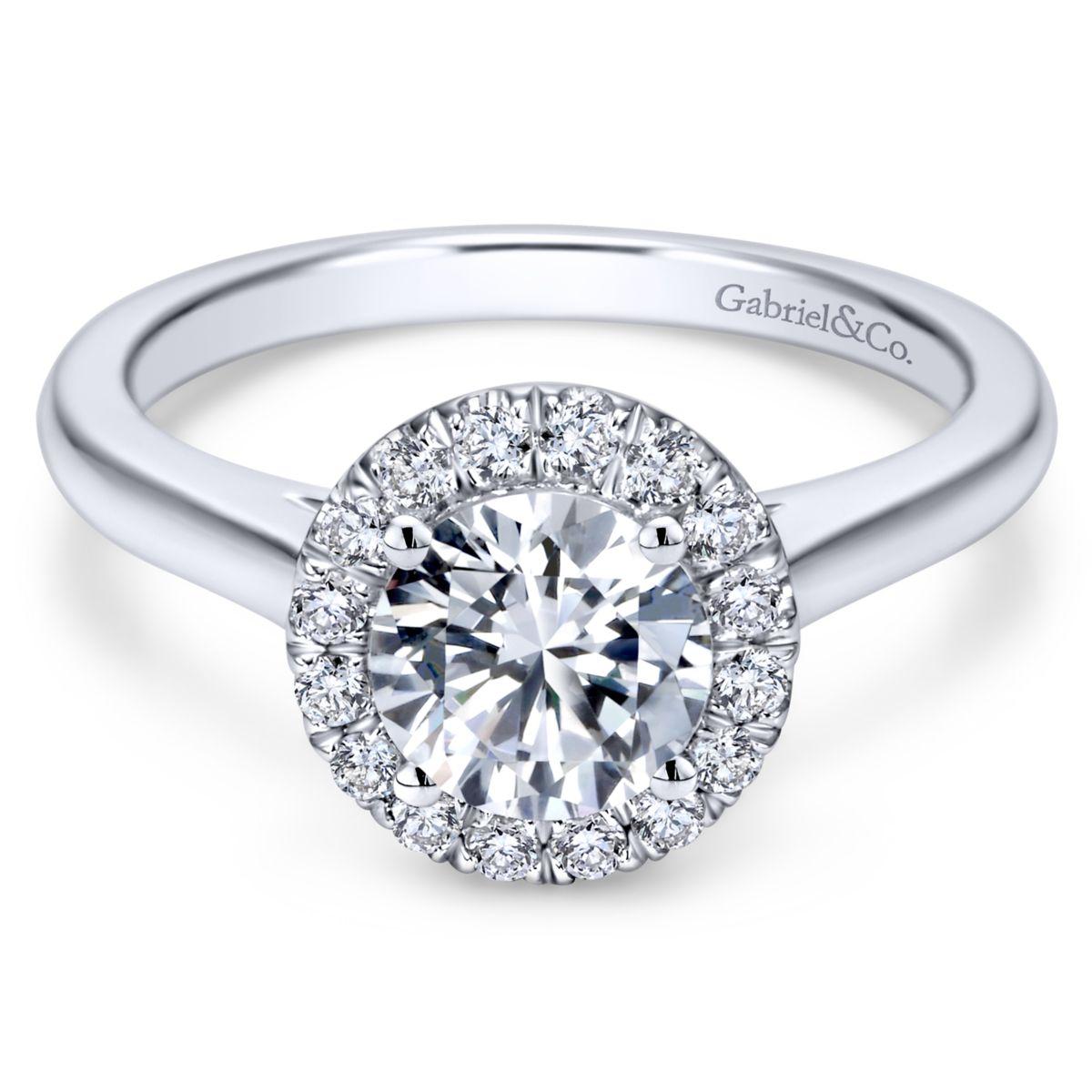 Gabriel & Co. 14k White Gold Contemporary Halo Engagement Ring