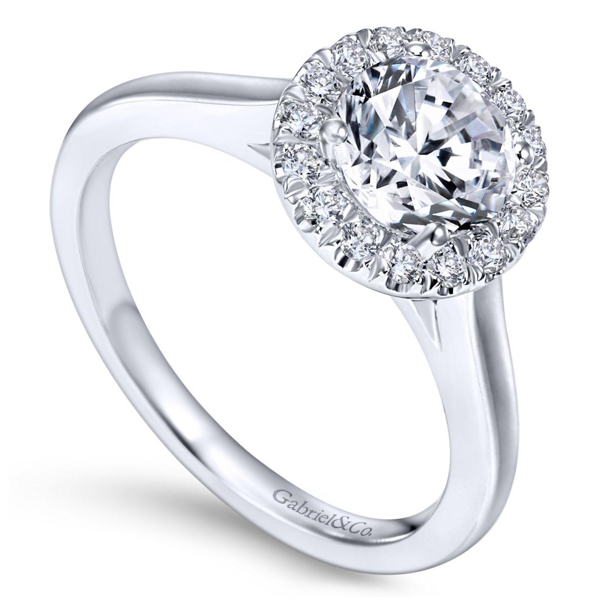 Gabriel & Co. 14k White Gold Contemporary Halo Engagement Ring