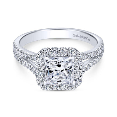 Gabriel & Co. 14k White Gold Contemporary Halo Engagement Ring