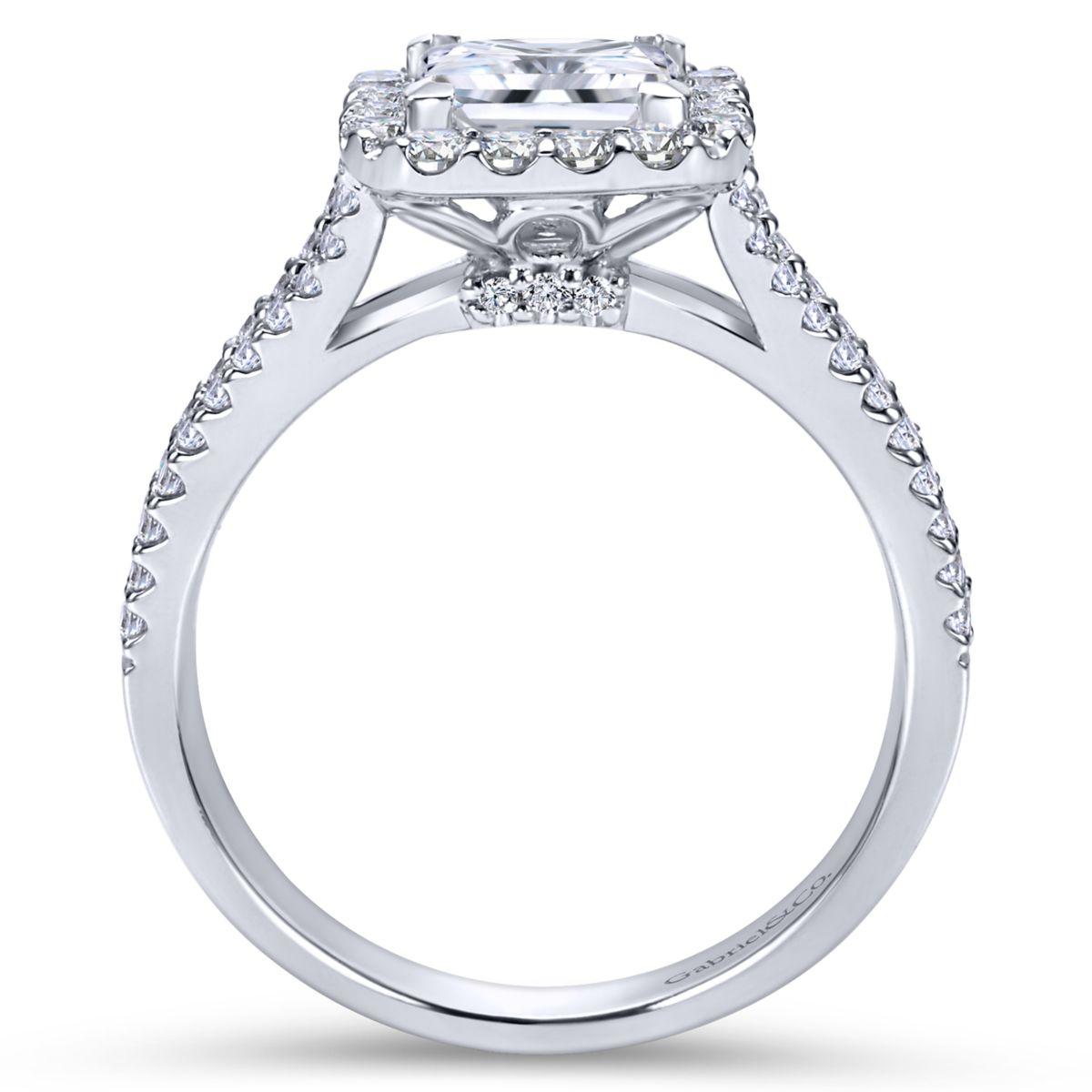 Gabriel & Co. 14k White Gold Contemporary Halo Engagement Ring