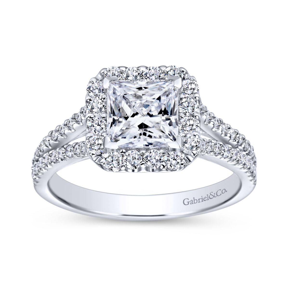 Gabriel & Co. 14k White Gold Contemporary Halo Engagement Ring