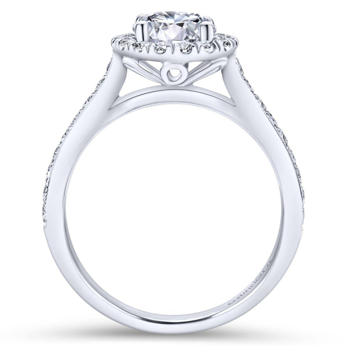 Gabriel & Co. 14k White Gold Victorian Halo Engagement Ring