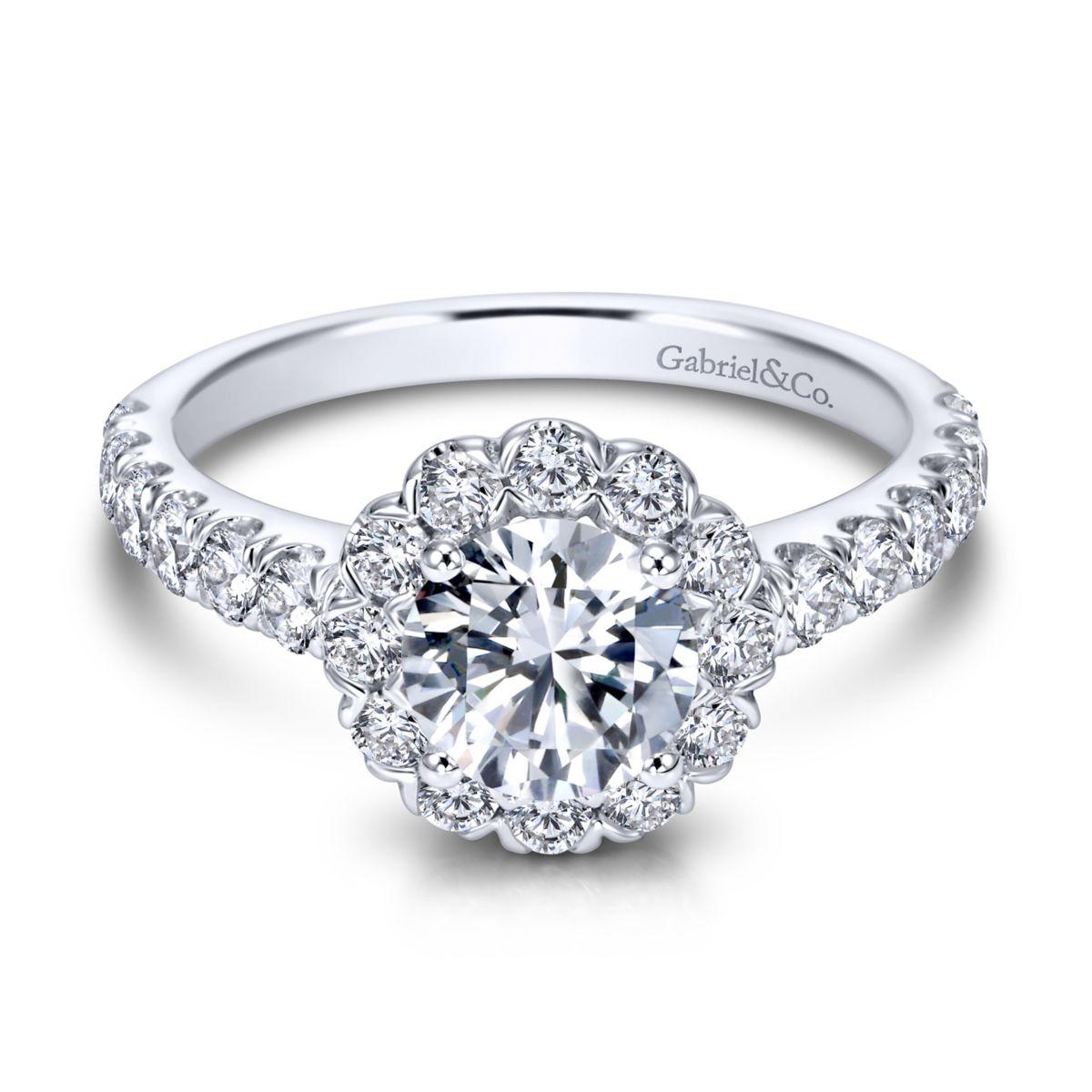 Gabriel & Co. 14k White Gold Contemporary Halo Engagement Ring