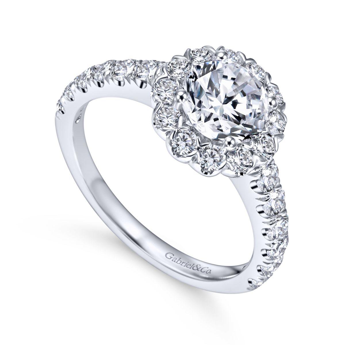 Gabriel & Co. 14k White Gold Contemporary Halo Engagement Ring