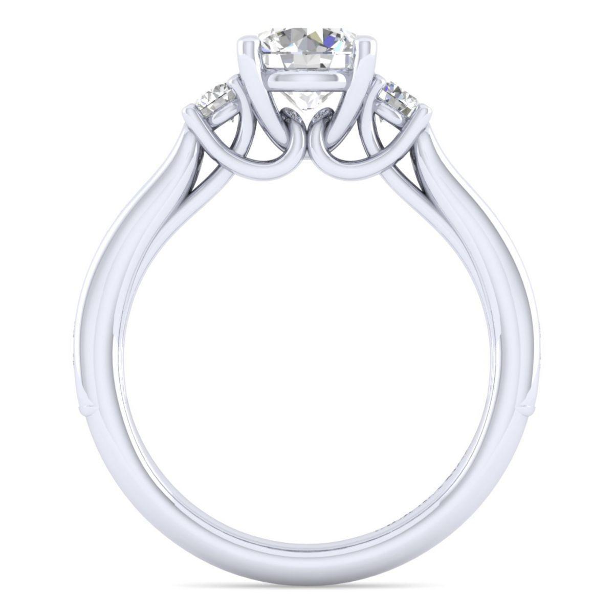 Gabriel & Co. 14k White Gold Contemporary Three Stones Engagement Ring