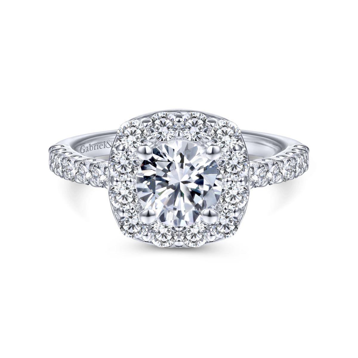 Gabriel & Co. 14k White Gold Contemporary Halo Engagement Ring