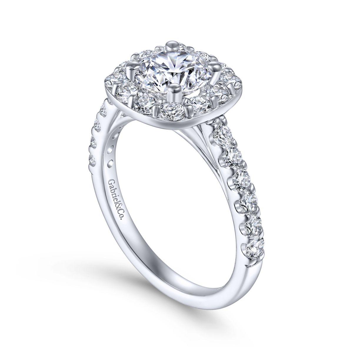 Gabriel & Co. 14k White Gold Contemporary Halo Engagement Ring