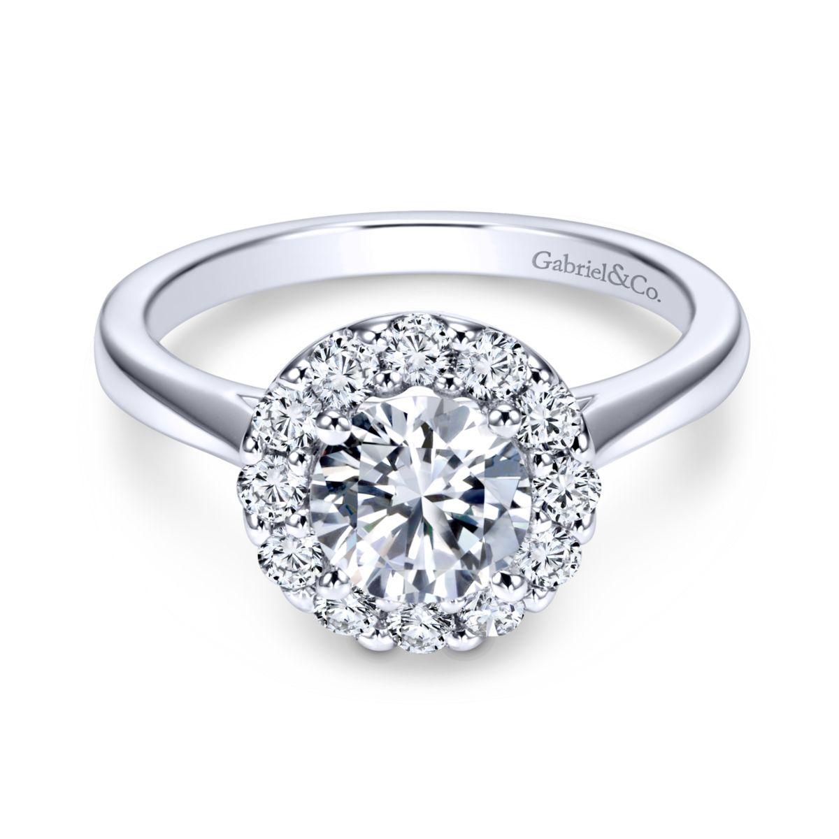 Gabriel & Co. 14k White Gold Contemporary Halo Engagement Ring