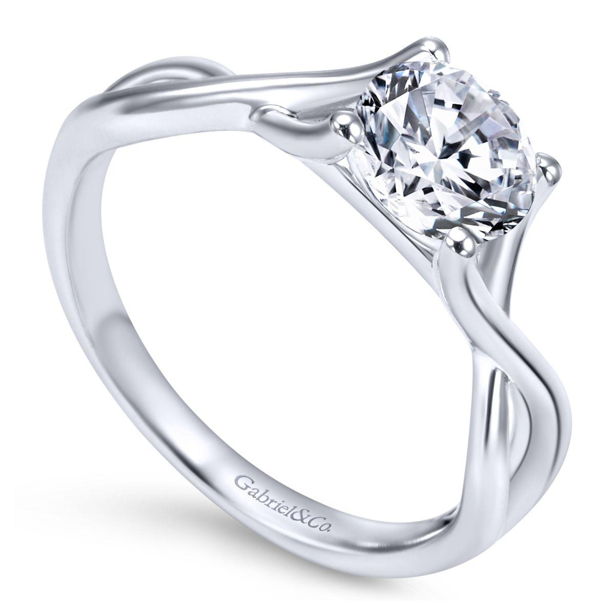 Gabriel & Co. 14k White Gold Contemporary Twisted Engagement Ring