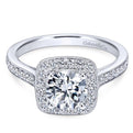 Gabriel & Co. 14k White Gold Victorian Halo Engagement Ring