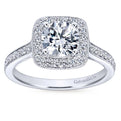 Gabriel & Co. 14k White Gold Victorian Halo Engagement Ring