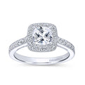 Gabriel & Co. 14k White Gold Victorian Halo Engagement Ring