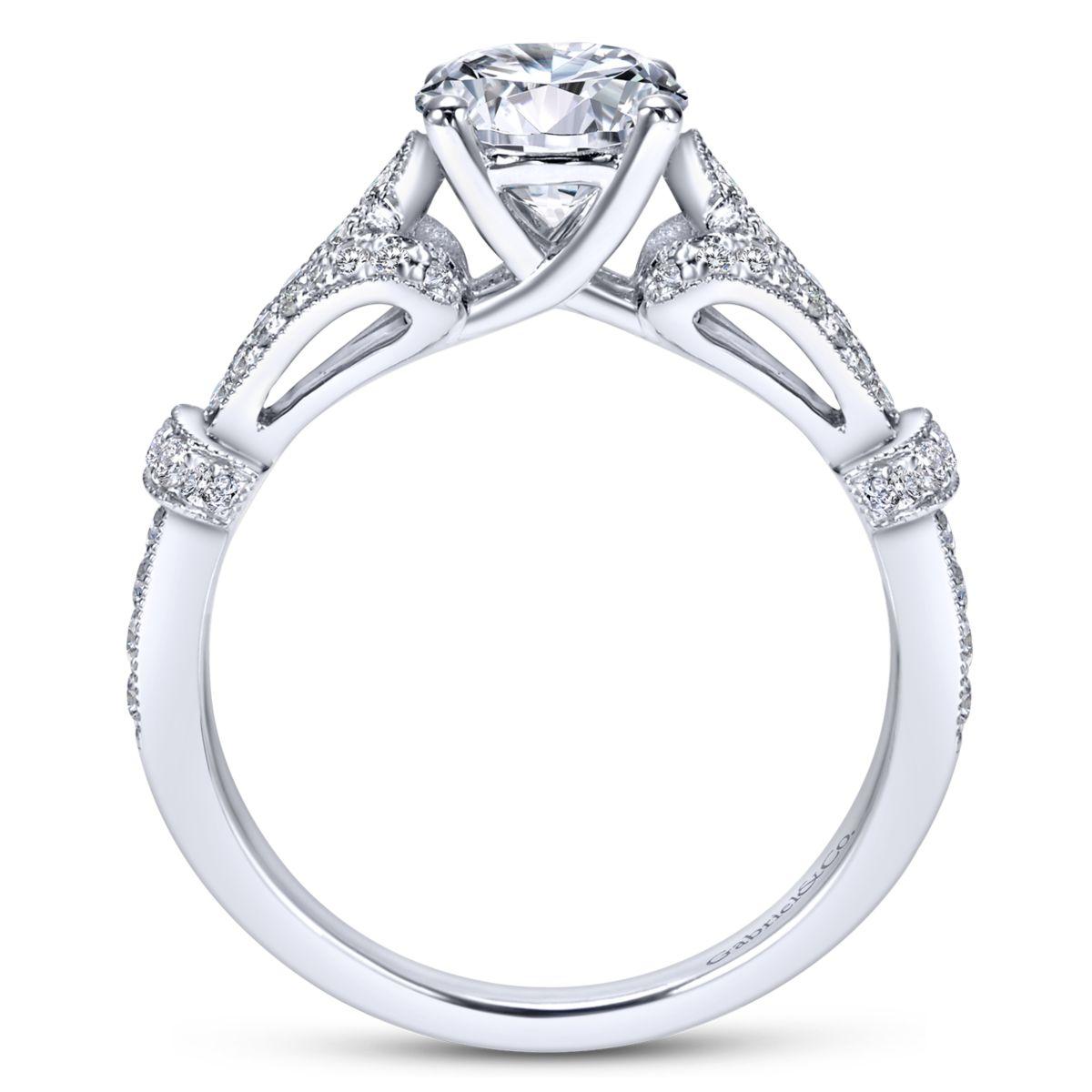 Gabriel & Co. 14k White Gold Victorian Straight Engagement Ring